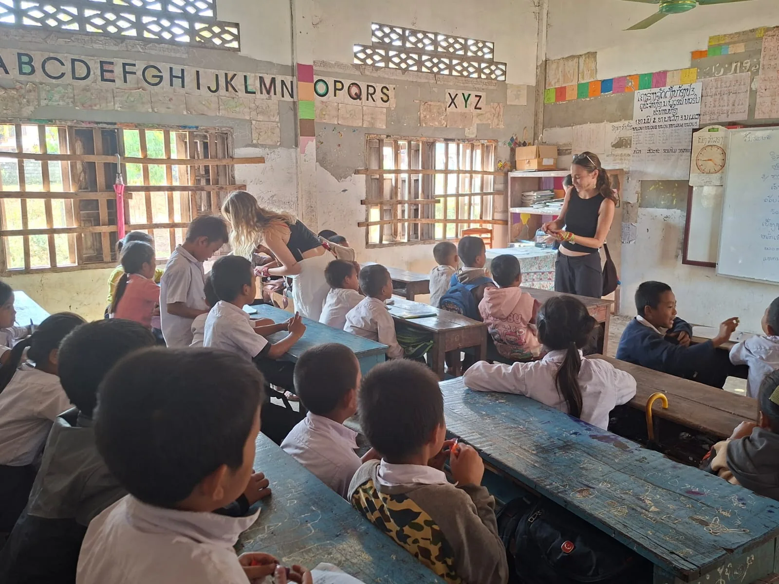 Visiting a village school in Vang Vieng