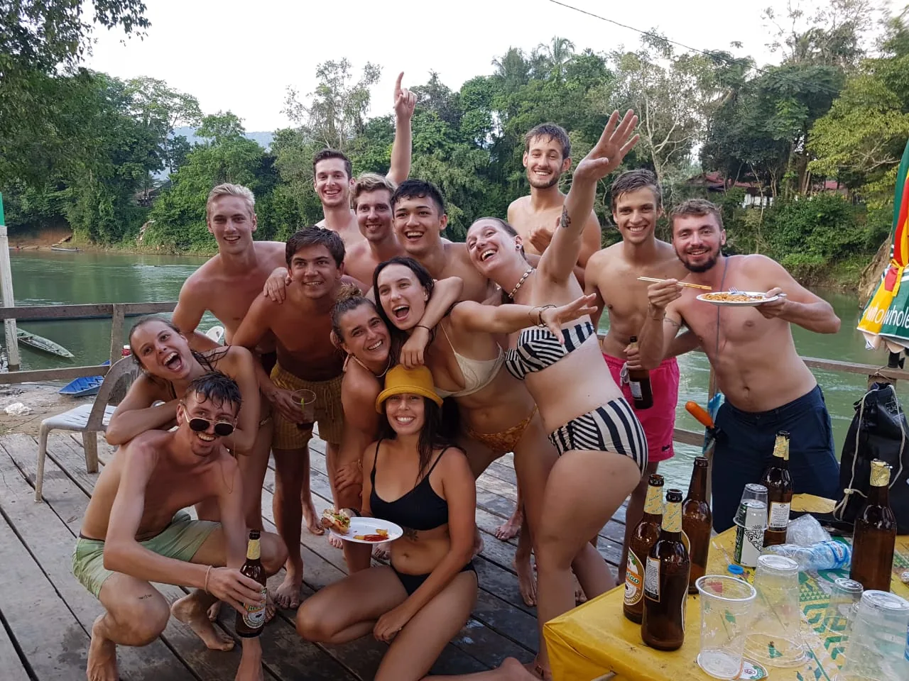 Riverside gathering in Vang Vieng